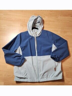 Voyager Windwear Ripstop Two Tone Blue Windbreaker Jacket Full Zip Size Large